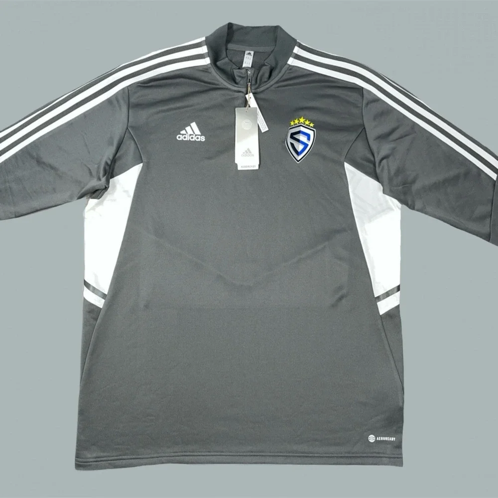 Sting Adidas Mens 1/4 Zip Condivo 22 Soccer Training Track Pullover Gray XL